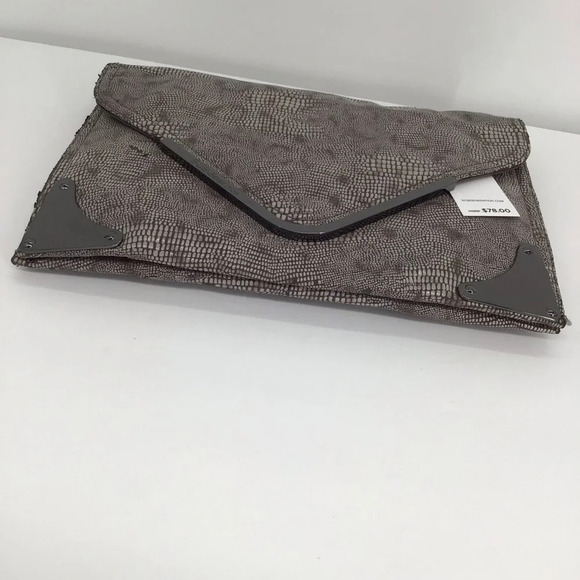 BCBG Generation Faux Reptile Print Evening Bag Clutch Gray/Taupe NWT - Picture 4 of 13